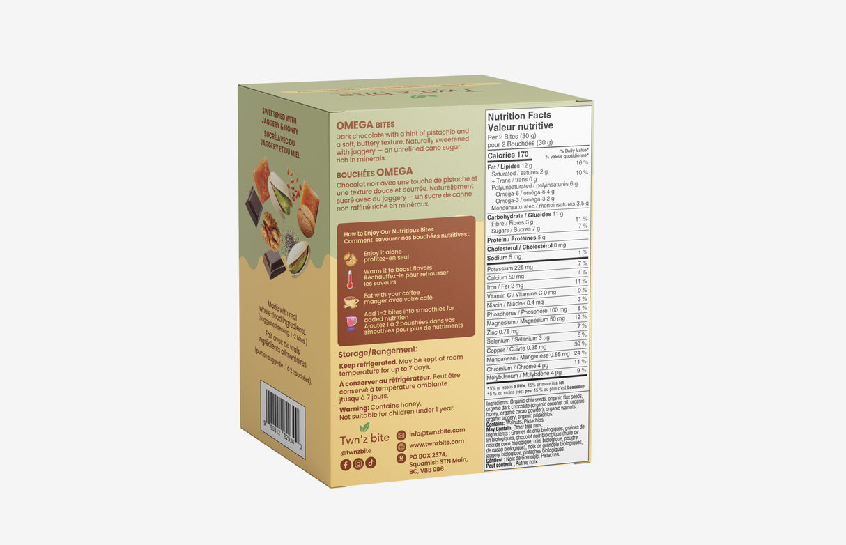 Omega Bites — Dark Chocolate Pistachio / 4-Pack Box