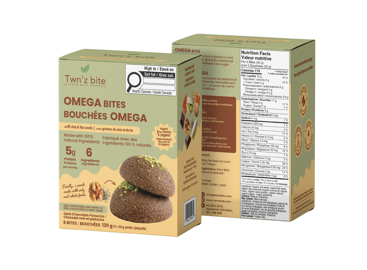 Omega Bites — Dark Chocolate Pistachio / 4-Pack Box